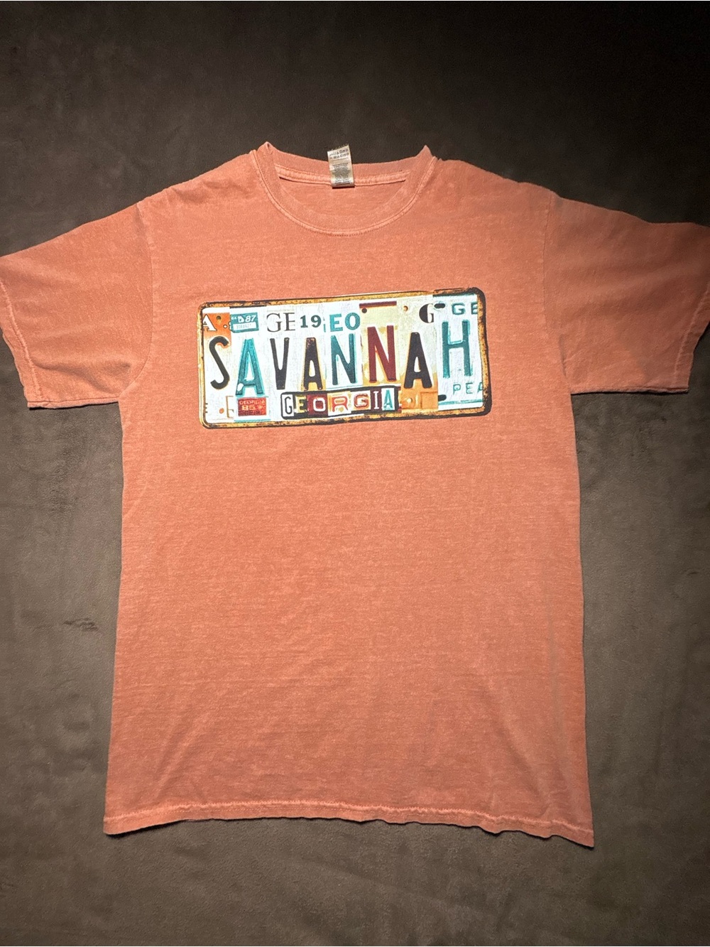 Gildan Ultra Cotton Savannah Georgia License Plate Graphic T-Shirt – Size Medium